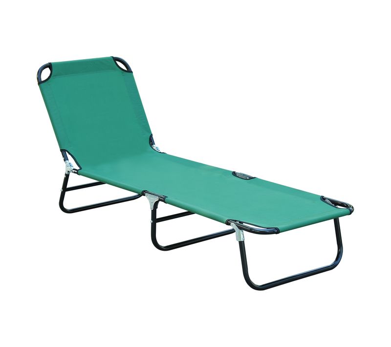 Bain De Soleil Transat Pliable Inclinable 5 Positions Acier Noir Vert