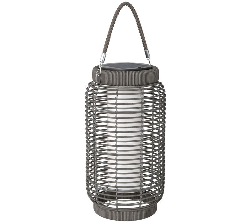 Lampadaire Solaire LED Portable Style Colonial Résine Tressée Grise