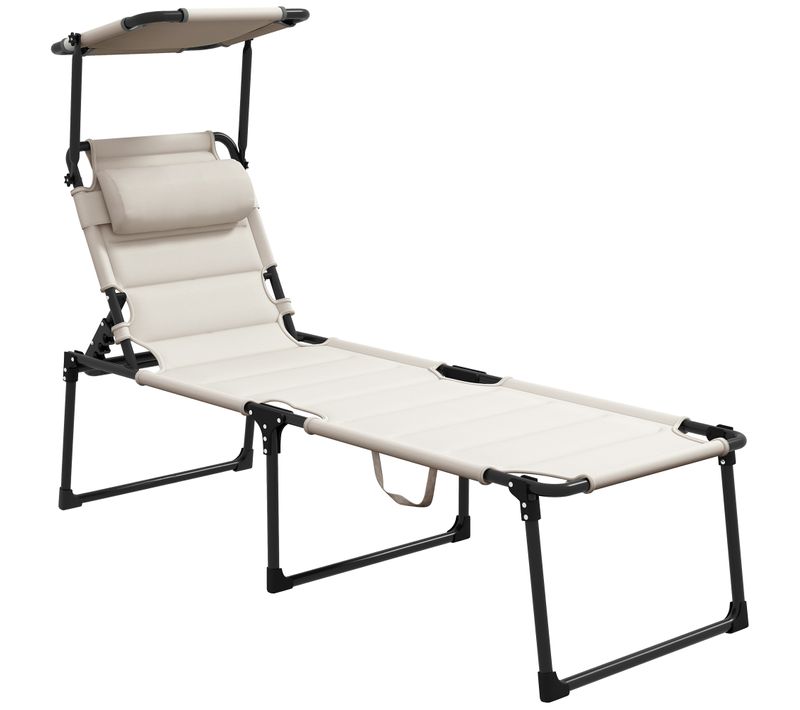 Bain De Soleil Inclinable Pliable Matelassé Avec Pare-soleil Tétière