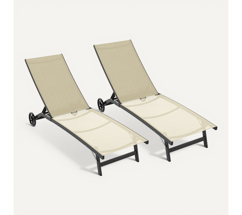 Lot De 2 Bains De Soleil Inclinables 2 Roues