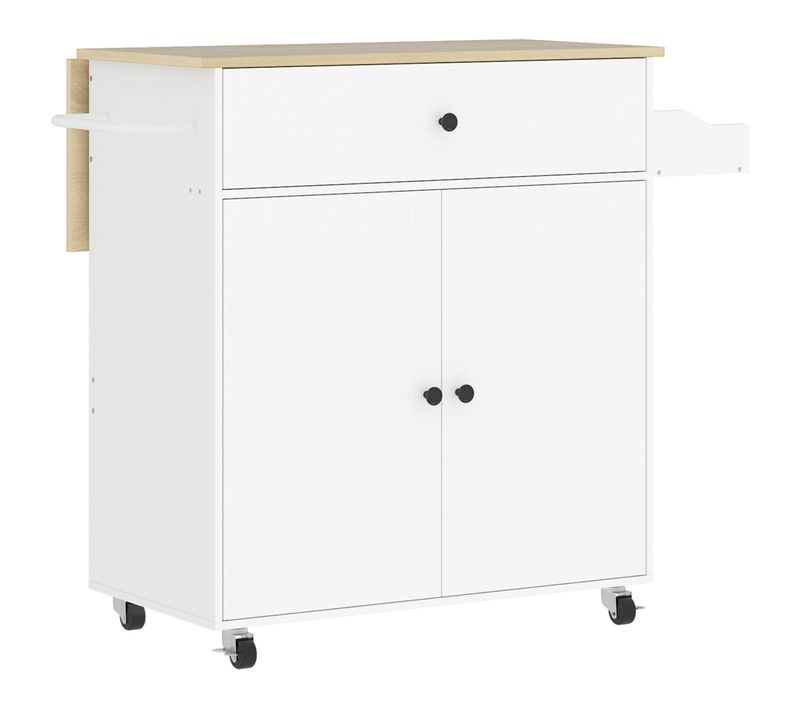 Desserte De Cuisine 2 Portes Étagère Tiroir Support Épices