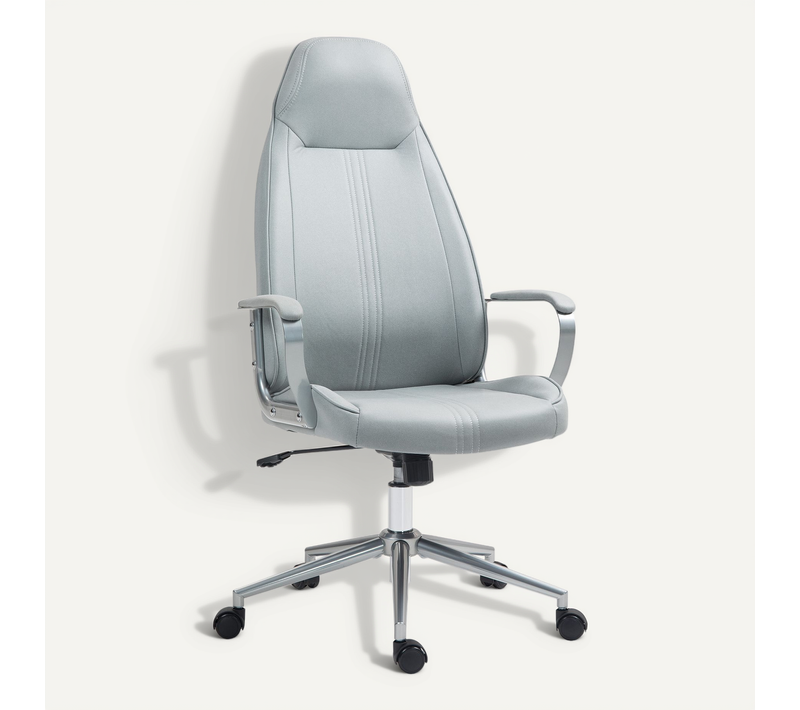 Chaise De Bureau Manager Design Métal Tissu Gris Argenté