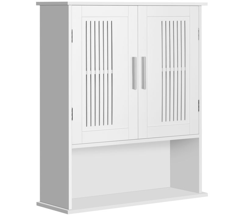Armoire Murale De Salle De Bain 2 Portes étagère Niche Blanc