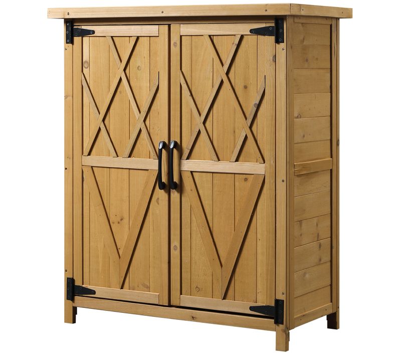 Abri De Jardin 3 étagères 2 Portes Toit Tôle Bois Sapin