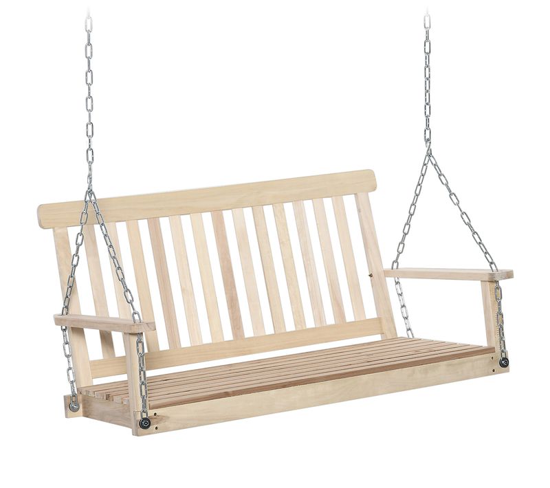 Banc Suspendu 2 Places En Bois Max. 200kg Chaînes Acier Galvanisé