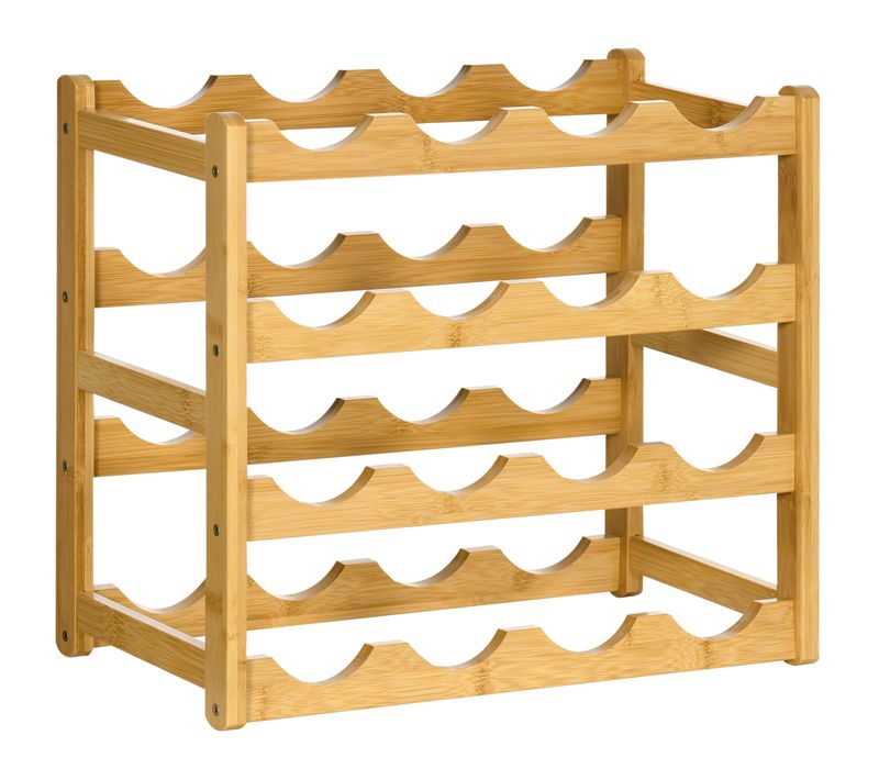 Range-bouteilles Rack - 4 Niveaux 16 Bouteilles - Bambou