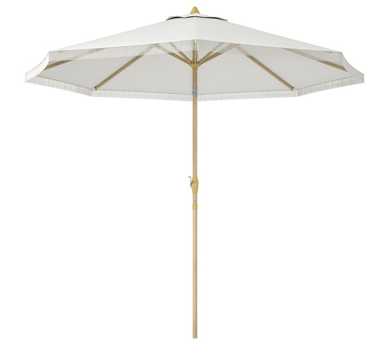 Parasol Octogonal Inclinable Ø 2,65 X 2,44h M Métal Apsect Bois Tissu