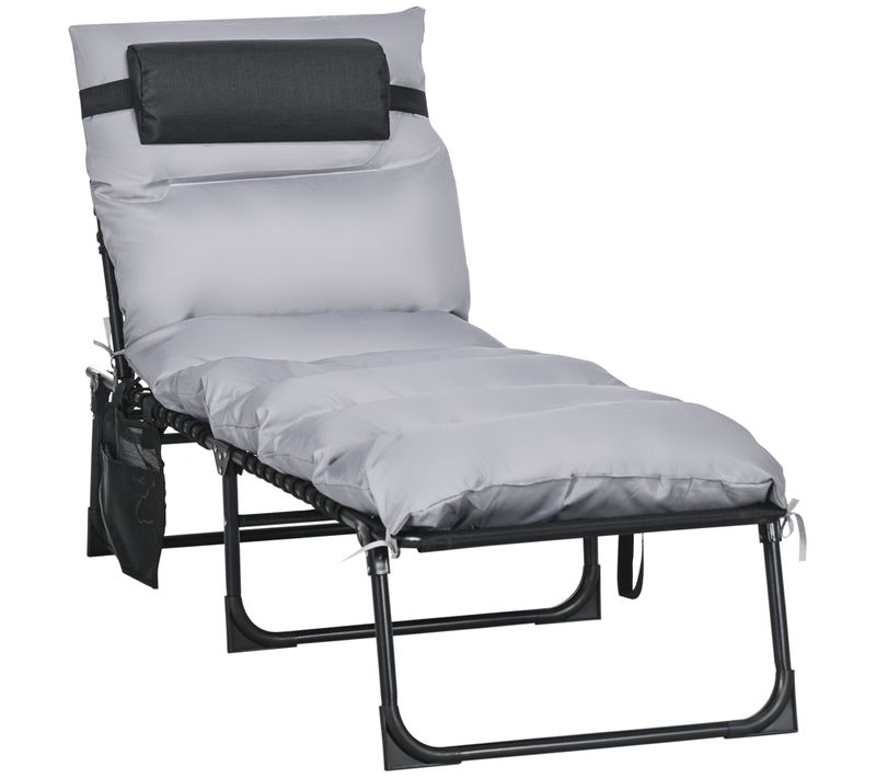 Bain De Soleil Transat Pliable Inclinable Avec Poignée, Pochette, Matelas