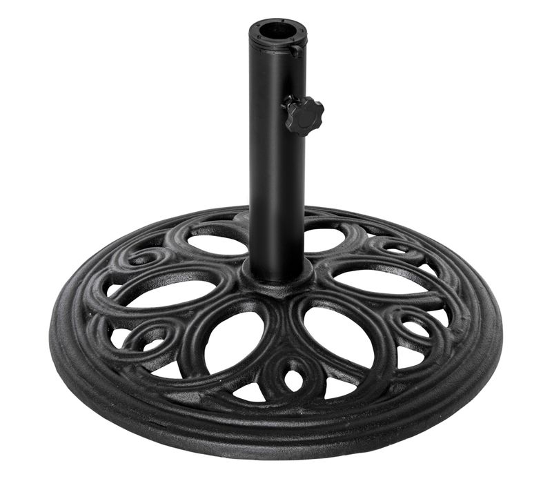 Pied De Parasol Design Rosace Aspect Fer Forgé Fonte Noir