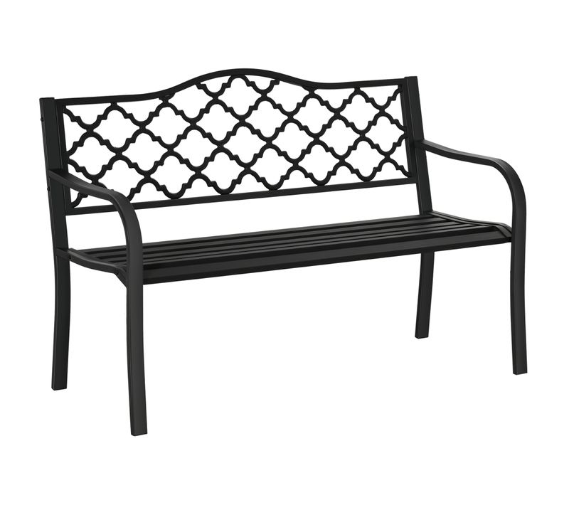 Banc De Jardin 2 Places Style Rétro Acier Fonte Noir