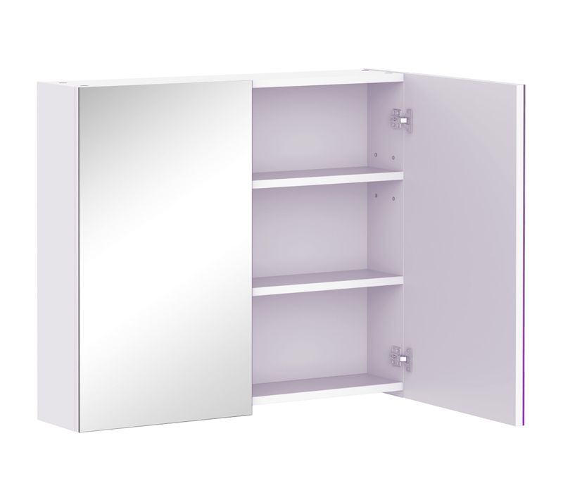 Armoire Miroir Murale De Salle De Bain 3 Étagères Blanc