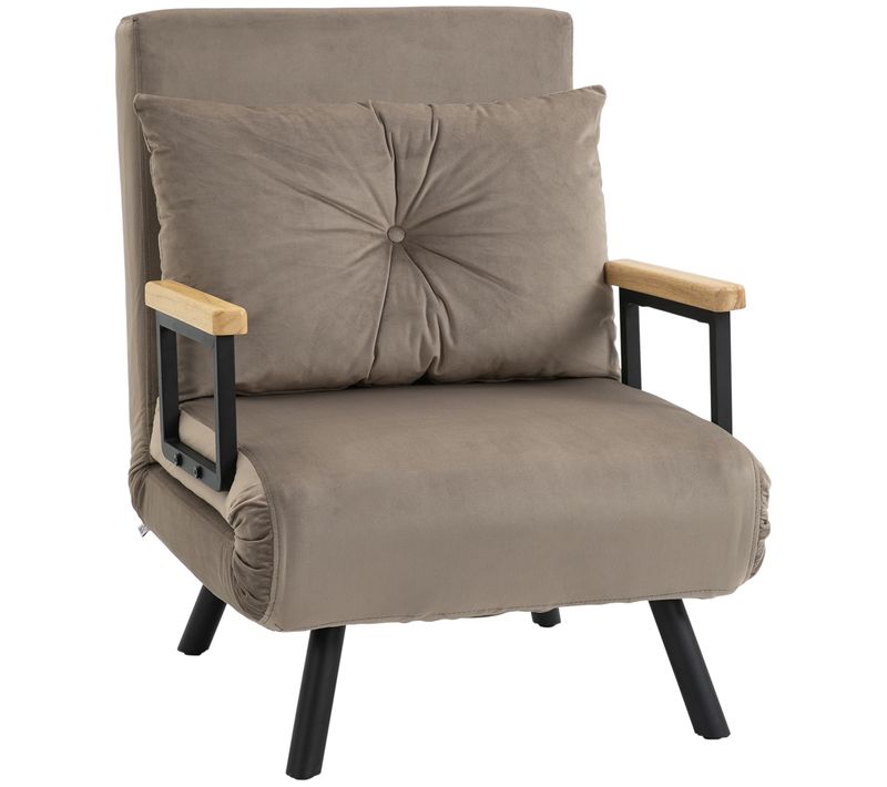 Fauteuil Convertible 3 En 1 Chauffeuse Lit Dossier Réglable Velours