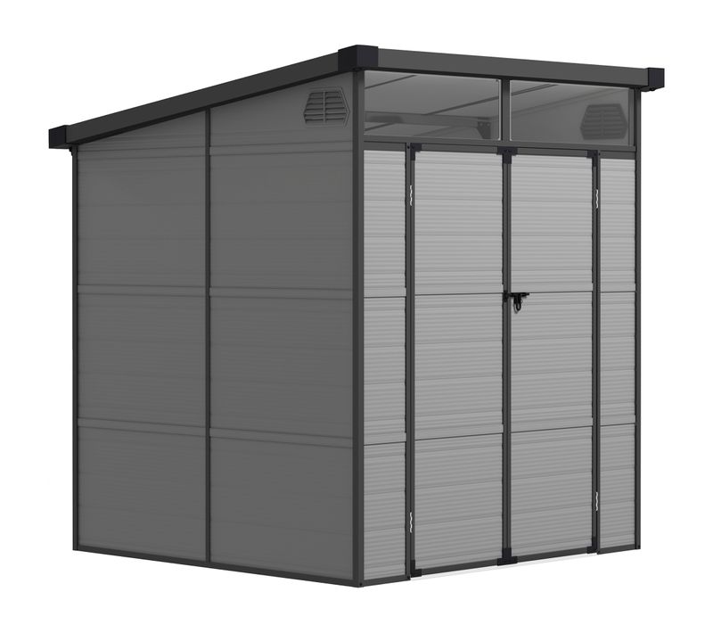 Abri De Jardin En Polypropylène 3,24 M² - 2 Fenêtres, 2 Portes - Gris
