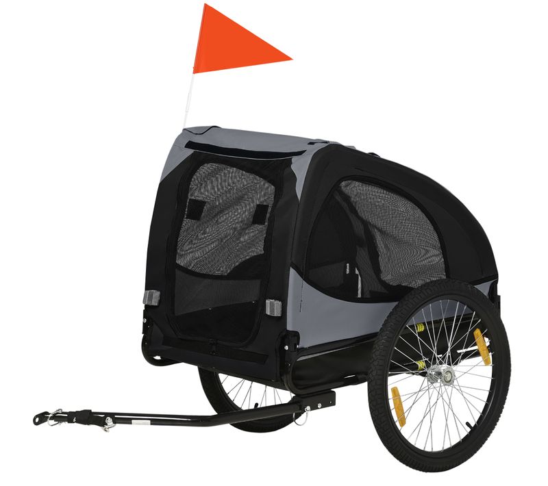 Remorque Vélo Pour Chien 20 Kg Pliable Barre Attelage Fixation Noir