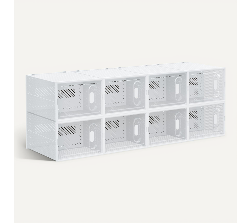 étagère Cube Modulable - 8 Cubes - Meuble à Chaussures - Pp Blanc Transparent