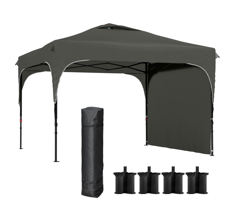 Tonnelle Pop-up Barnum Pliant 3 X 3 X 2,65 M Avec Sacs Acier Toile Gris