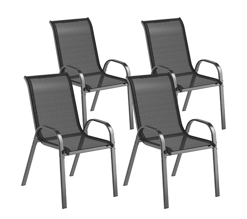 Lot De 4 Chaises De Jardin Empilables Accoudoirs Dossier Haut