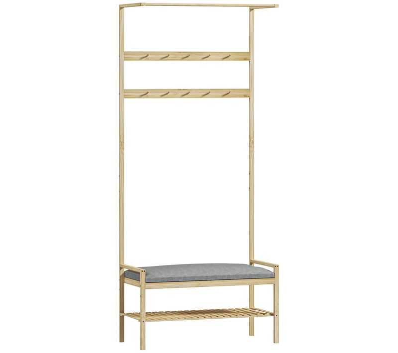 Vestiaire D'entrée Banc à Chaussures Style Cosy Chic Coussin Bambou