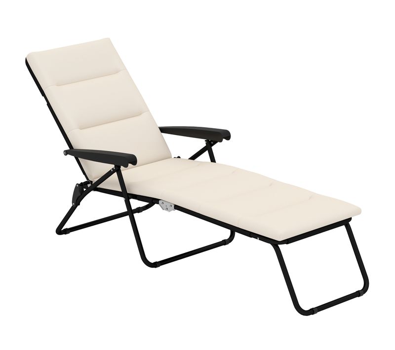 Bain De Soleil Pliable Inclinable Matelas Accoudoirs Acier Polyester