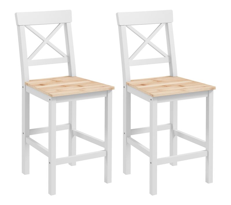 Lot De 2 Chaises Hautes Chaises De Bar Style Campagne Chic Bois Pin