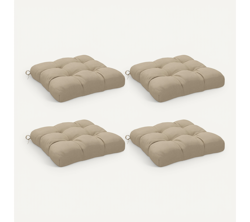 Lot De 4 Coussins De Chaise De Jardin Avec Attaches