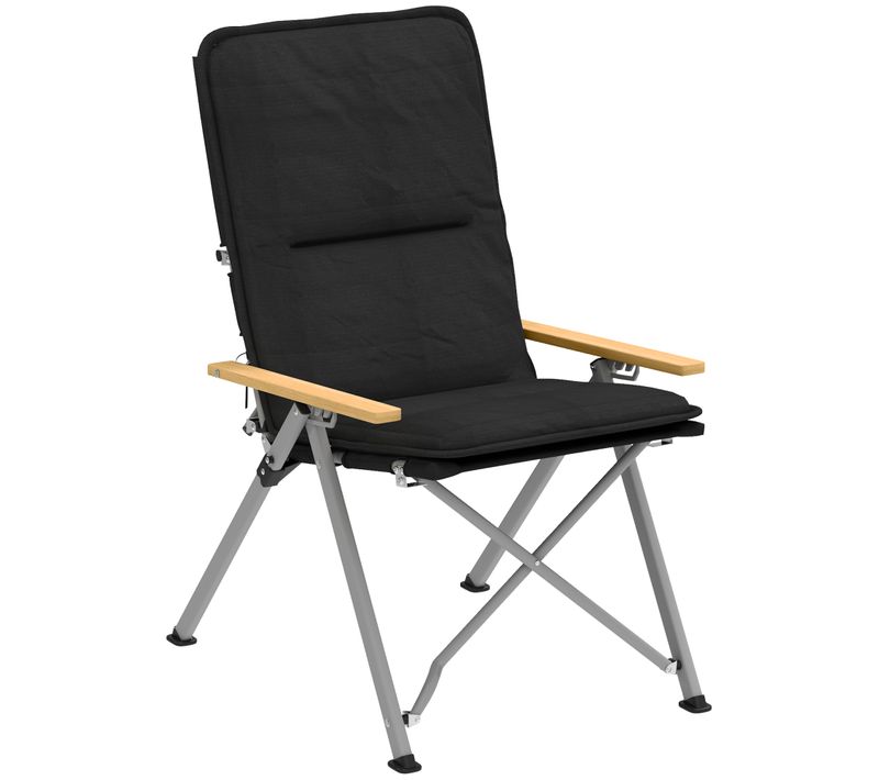 Chaise De Camping Pliable Inclinable Sac Transport Inclus Alu Bois Tissu