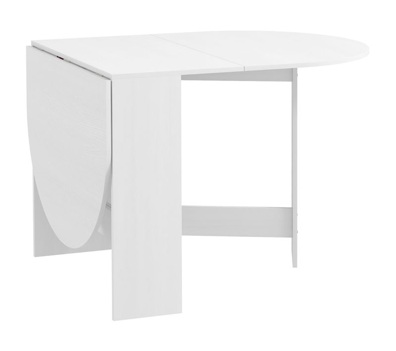 Table à Manger Pliante 6 Personnes Design Effet Bois Blanc Ovale