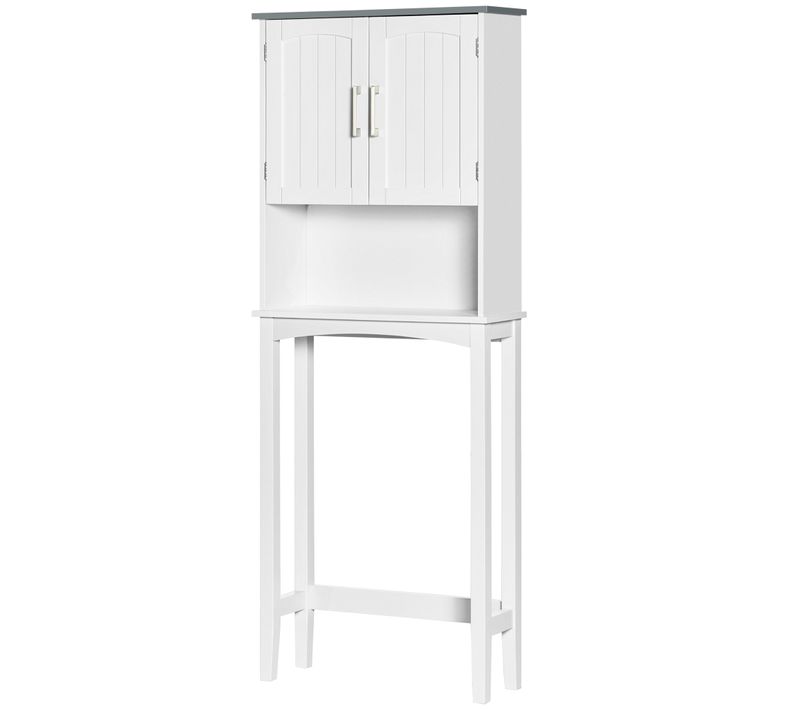 Meuble Wc Dessus Toilettes 2 Portes Étagère Niche Blanc Gris