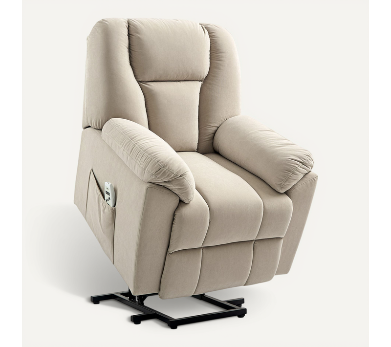 Fauteuil Releveur Massant Chauffant Inclinable Relevable Tissu Beige