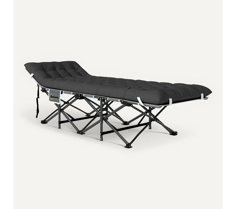Lit De Camp Pliable Avec Matelas Grand Confort Intégré Et Sac Noir