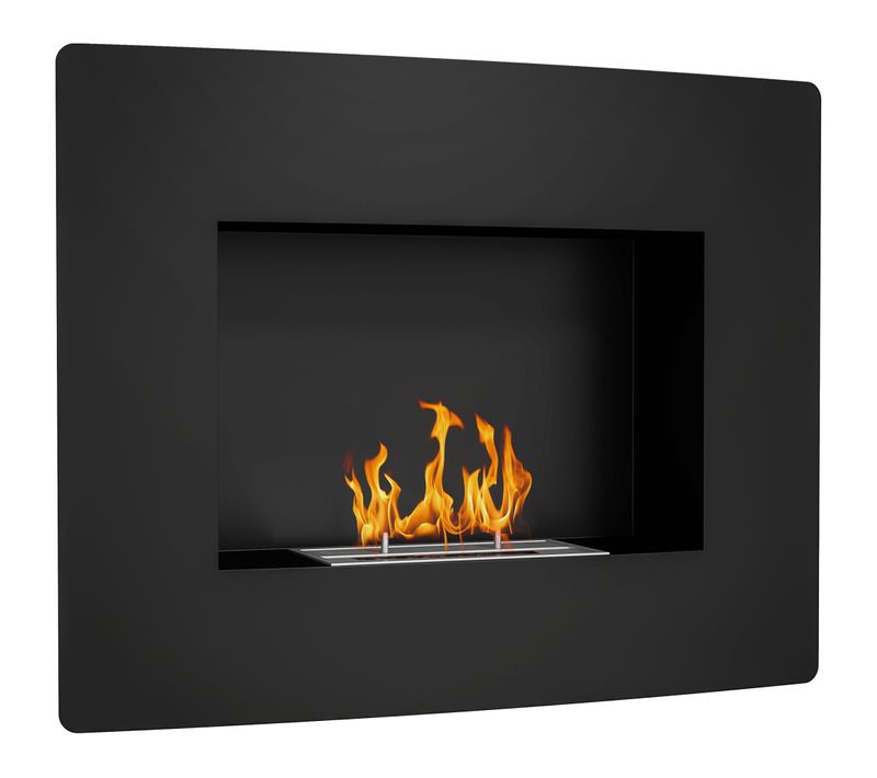 Cheminée Bioéthanol Encastrable Design - 0,9l - Acier Inox. Noir