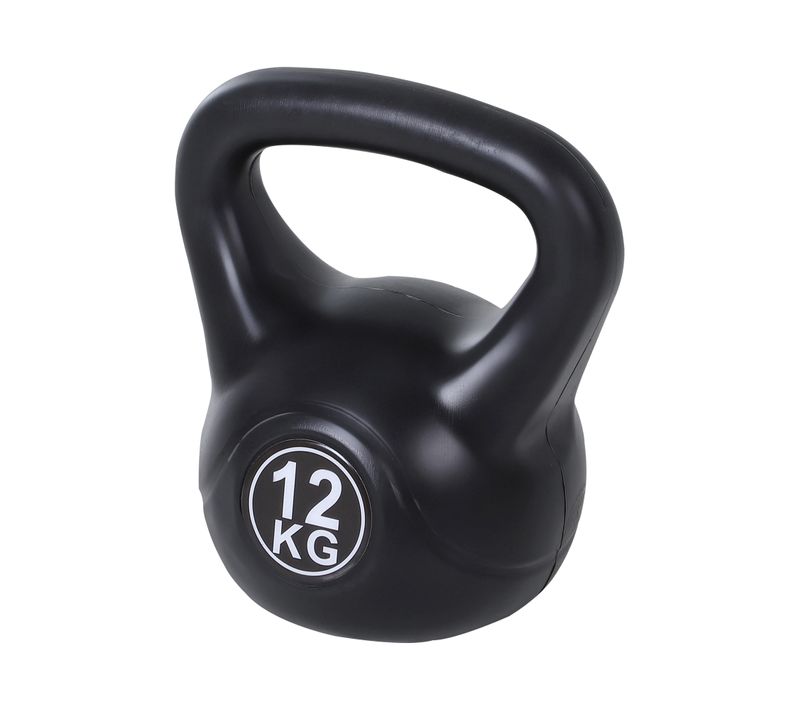 Kettlebell 12 Kg - Haltère Boule - Poignée Ergonomique - Pvc Noir