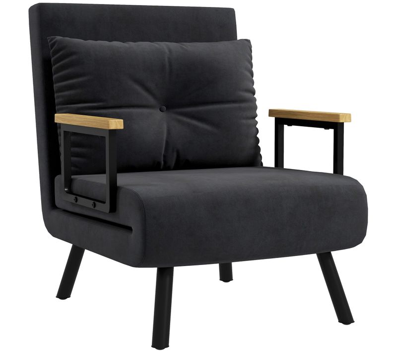 Fauteuil Convertible 3 En 1 Chauffeuse Lit Dossier Réglable Velours