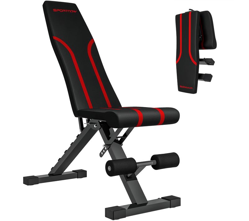 Banc De Musculation Pliable Inclinable Charge Max. 230 Kg Rouge Noir