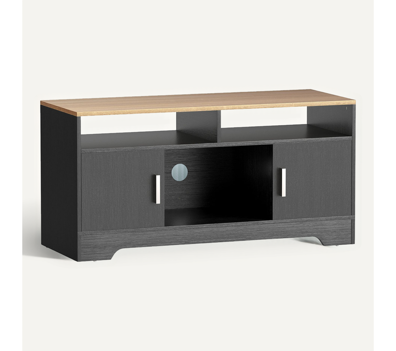 Meuble TV 2 Portes 3 Niches Effet Bois