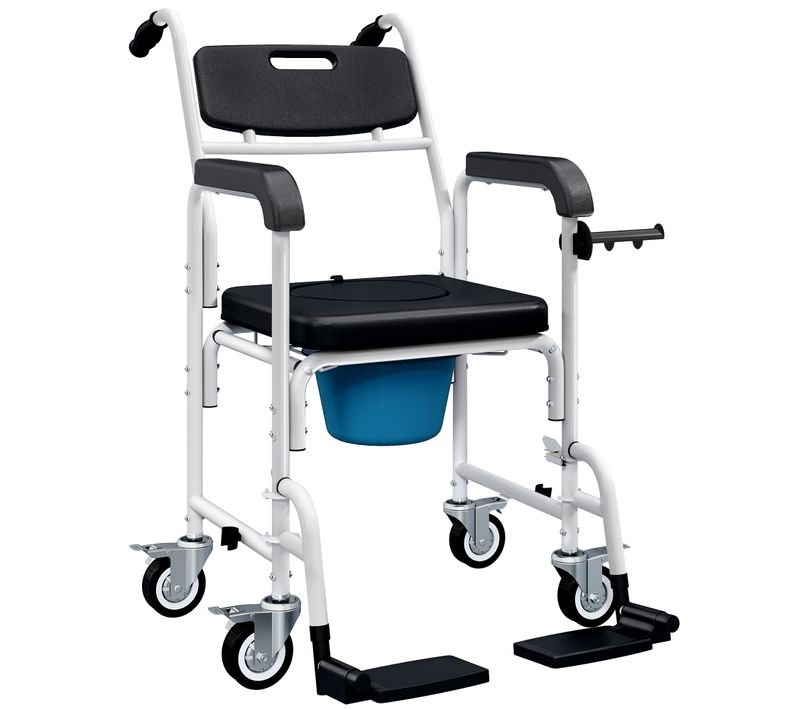 Chaise Percée Médicale à Roulettes Avec Repose-pieds Support Papier