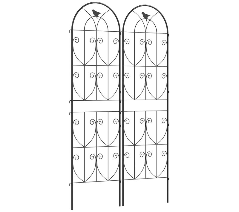Lot De 2 Treillis De Jardin Effet Fer Forgé Oiseau - 50 X 180 Cm - Métal époxy Noir