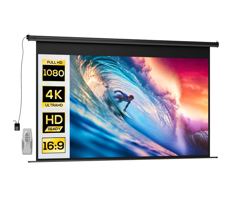 Ecran De Projection Motorisé 16:9 120 Pouces 4k HD Avec Télécommande