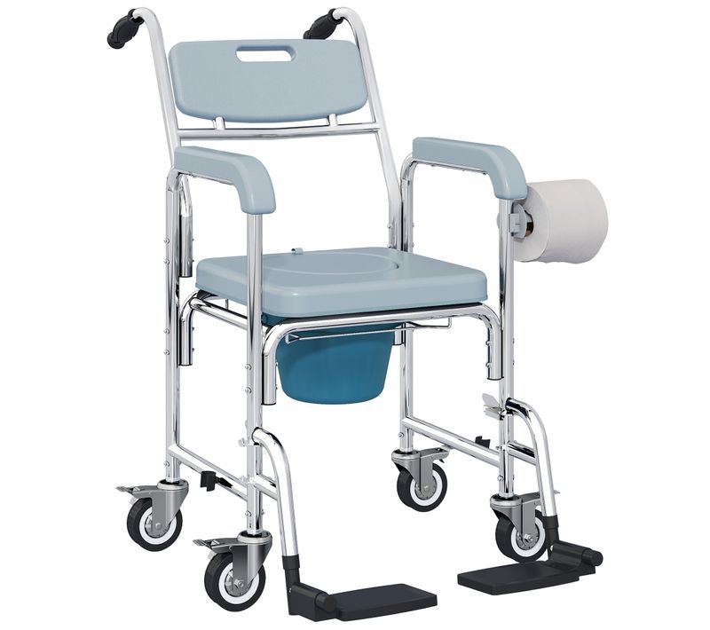 Chaise Percée Médicale à Roulettes Avec Repose-pieds Support Papier
