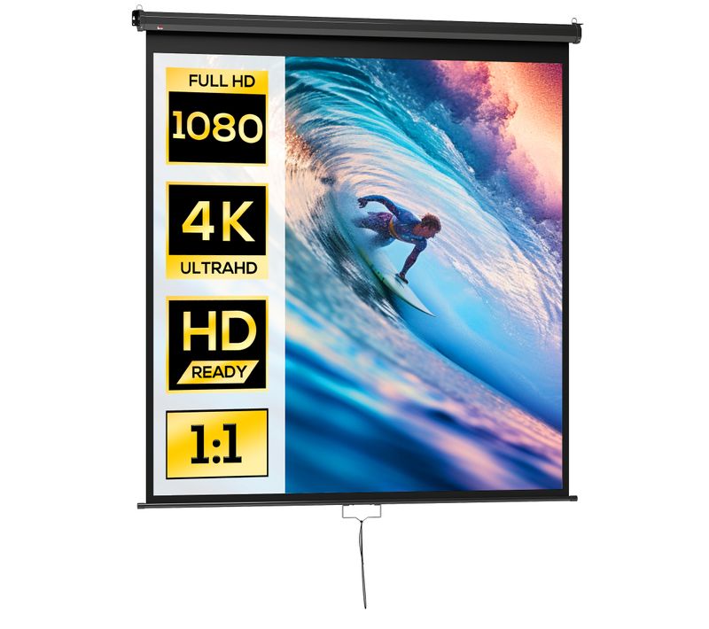 Écran De Projection Home-cinéma TV Format 1:1 99 Pouces 4k HD Métal Pvc