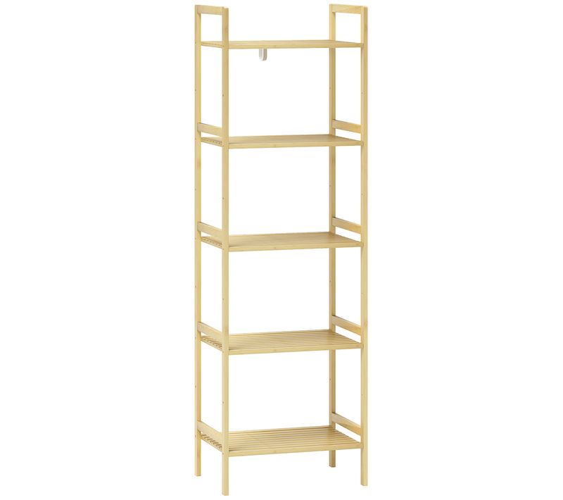 Étagère Salle De Bain 5 Niveaux Étagères à Lattes Bois Bambou Verni