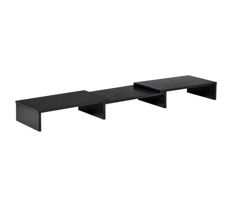 Support Moniteur Réhausseur D'écran Extensible Réglable Orientable Effet Bois Noir