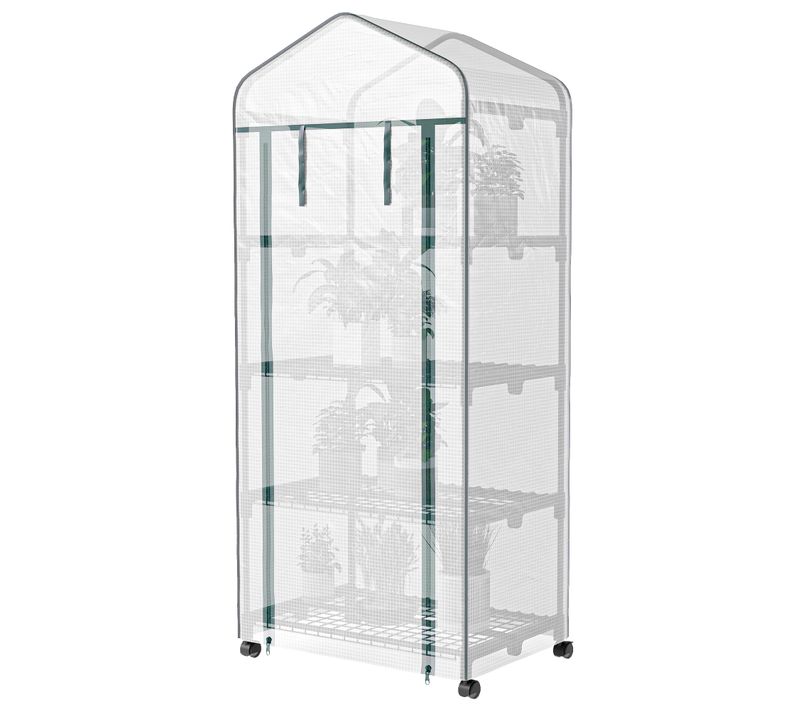 Serre De Jardin Balcon 4 Étagères Acier Époxy Pe Haute Densité