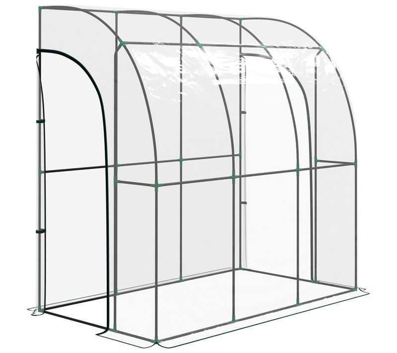 Serre De Jardin Adossée 2 Portes Zippées Enroulables Dim. 2,14l X 1,18l X 2,12h M