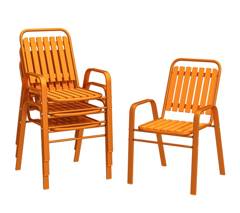 Lot De 4 Chaises De Jardin Empilables Design Néo-rétro Acier Époxy