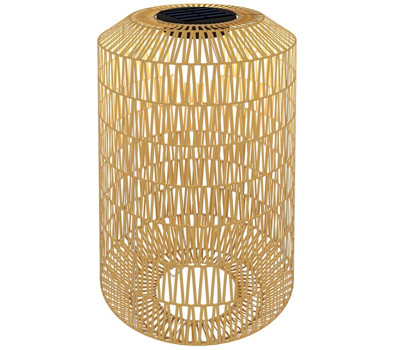 Lampadaire Solaire LED En Résine Tressée Style Boho Beige