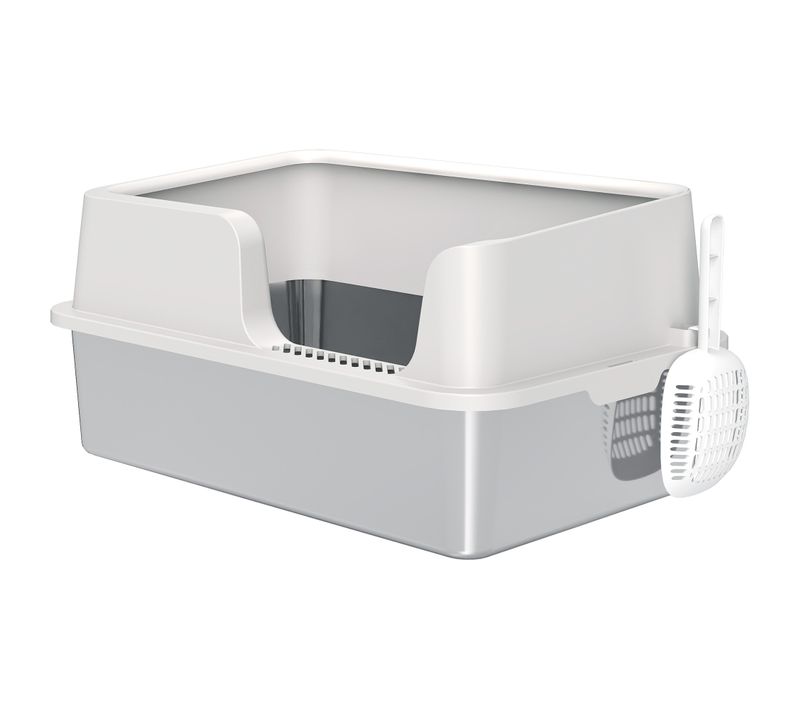 Maison De Toilette Bac à Litière 60 X 40 X 28 Cm Gris Clair