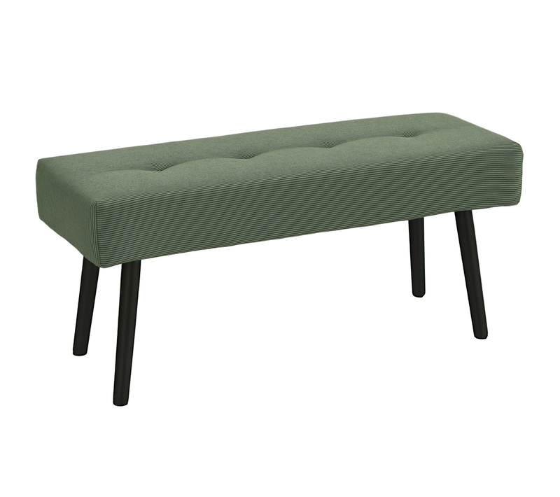 Banquette Bout De Lit Velours Côtelé Design Dim. 100 X 36 X 45 Cm Acier Noir Tissu