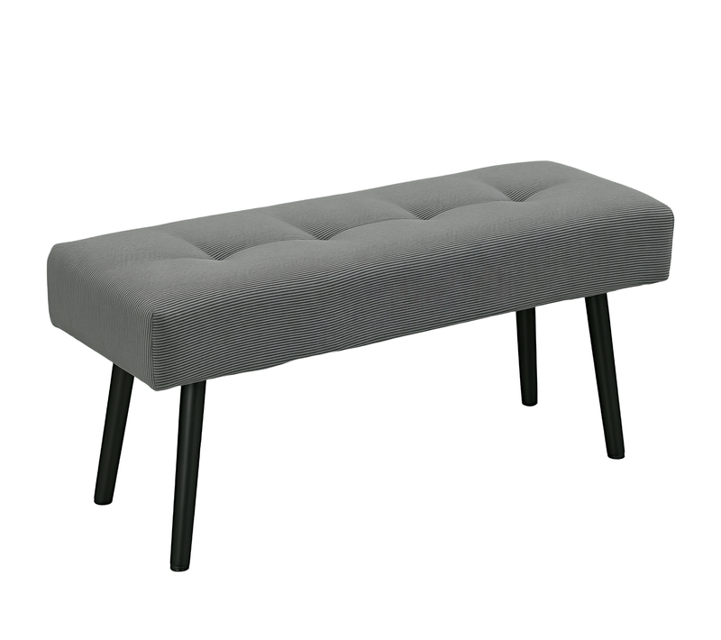 Banquette Bout De Lit Velours Côtelé Design Dim. 100 X 36 X 45 Cm Acier Noir Tissu