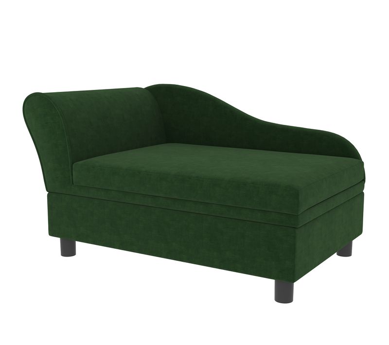 Canapé Chien Design Méridienne - Coffre Rangement Intégré - Velours Vert